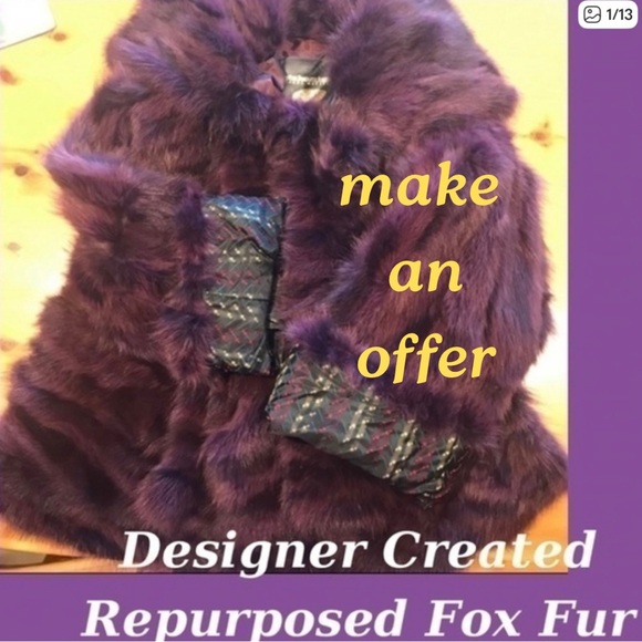 Luxurious Custom-made Purple Upcycled Repurposed Fox Fur Jacket💜 - Picture 1 of 14